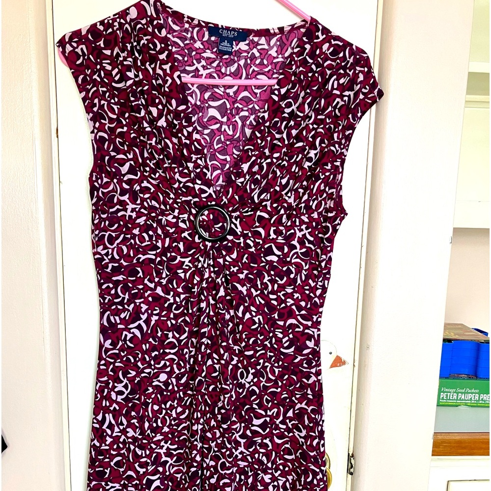 BEAUTIFUL DRESS- GORGEOUS Neckline - Like new -S CHAPS VINTAGE, 80s , Disco